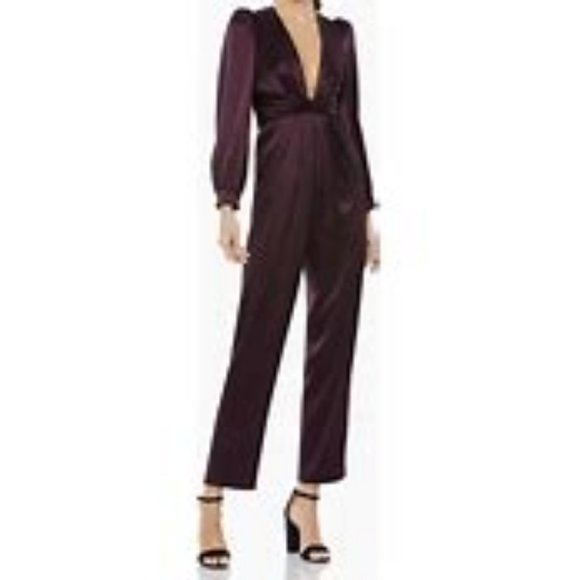 IEENA FOR MAC DUGGAL Front Twist Puff Sleeve Deep V Jumpsuit - Picture 7 of 13